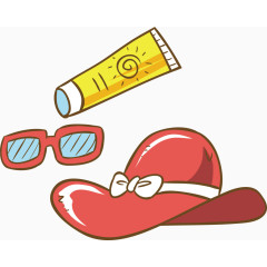 防晒霜遮阳镜遮阳帽