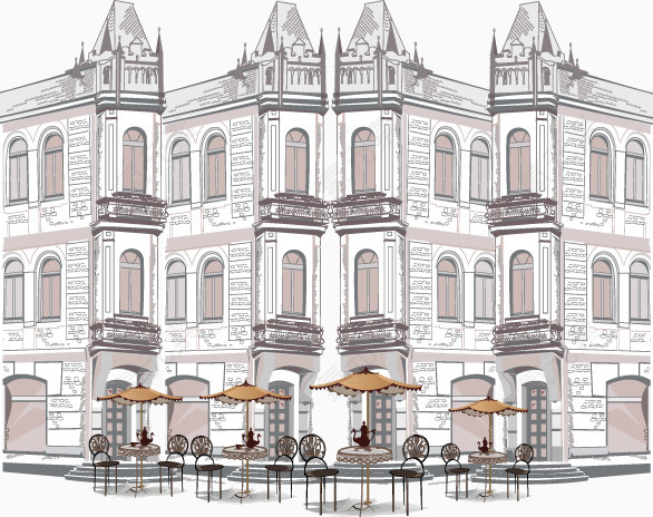 手绘欧式建筑