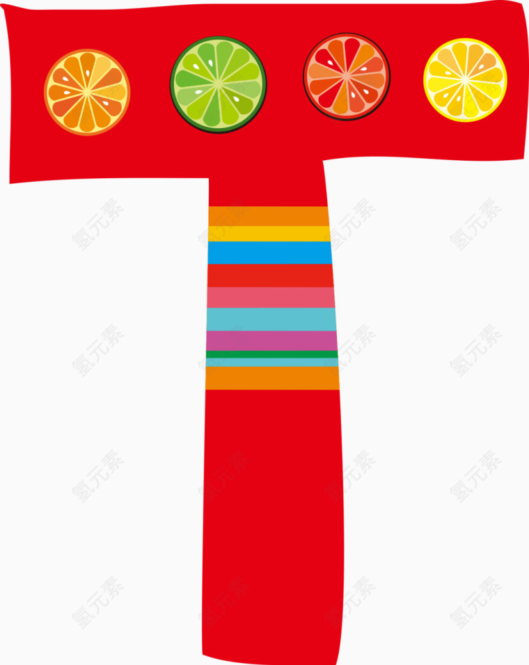 卡通水果字母图标T