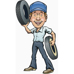 卡通汽车维修工人