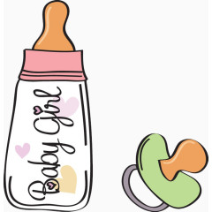 手绘奶瓶和奶嘴