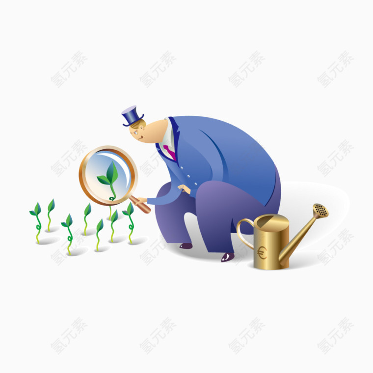 手拿放大镜的商务人士