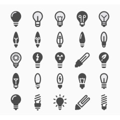 25款黑色灯泡图标矢量素材