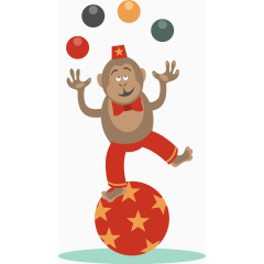 卡通马戏团猴子抛球