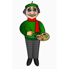 手绘卡通画家人物png