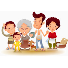 卡通手绘人物一家人