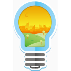 矢量创意灯泡城市