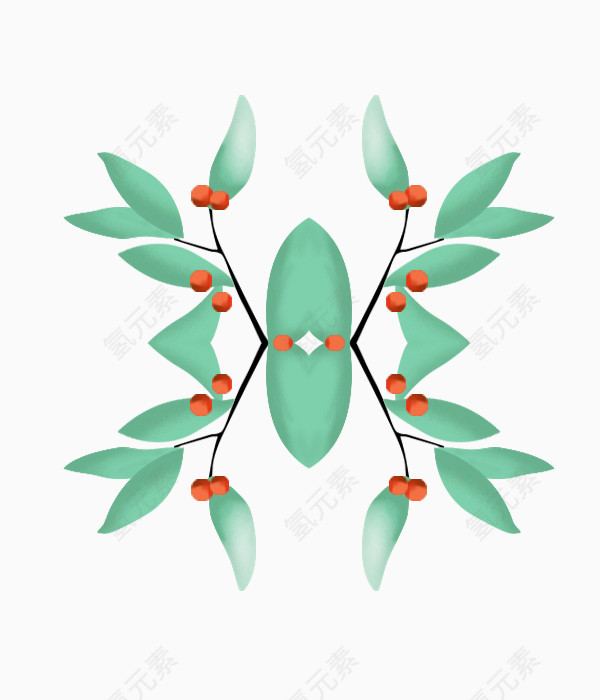 手绘插画树叶元素