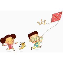 带女儿放风筝的父亲