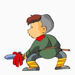 拿着矛头的小孩子