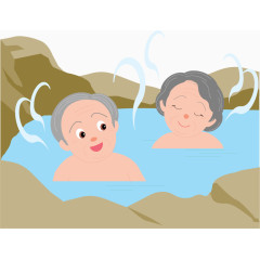 矢量手绘泡温泉