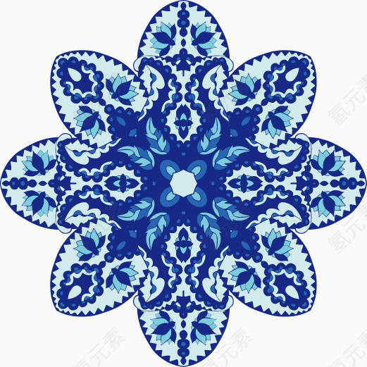 中国风蓝色青花瓷纹样