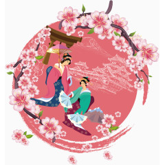 樱花日本服饰卡通手绘装饰元素