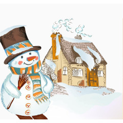 卡通手绘圣诞节雪人背景素材