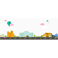 手绘卡通城市png素材