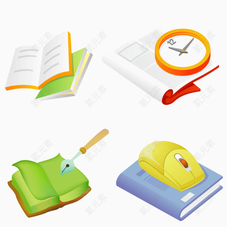 学习书本课程PNG矢量素材