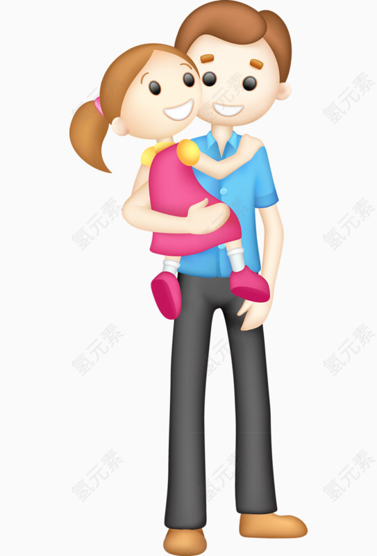 卡通手绘人物儿童父女