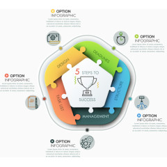 矢量奖杯图标五色拼接分析