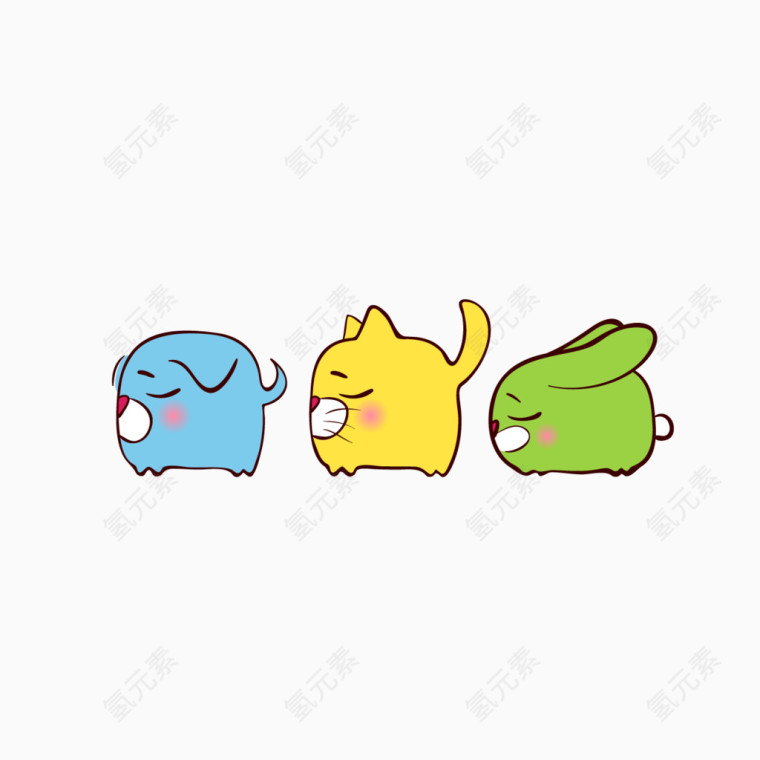 可爱卡通手绘三小只