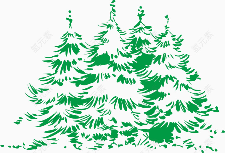 平面的手绘松树