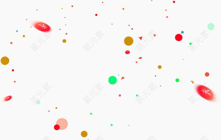 多彩简约圆圈金币漂浮素材
