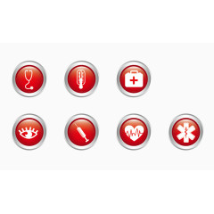 红色风格医疗元素