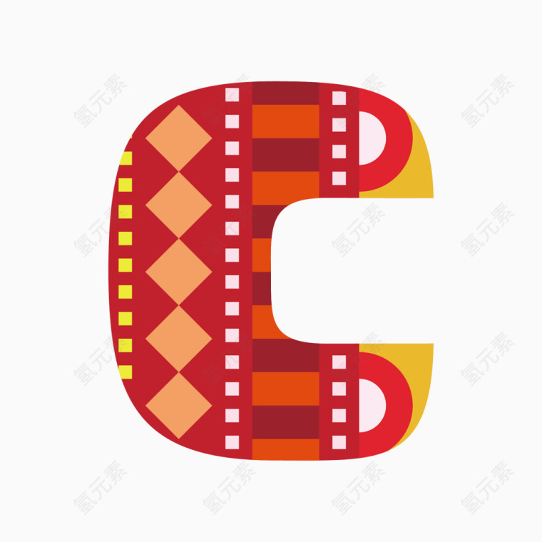 民族风几何图案字母C