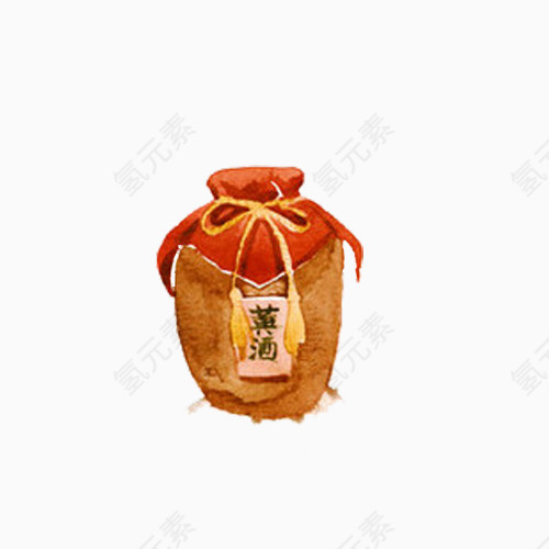 小清新简约水彩绍兴黄酒