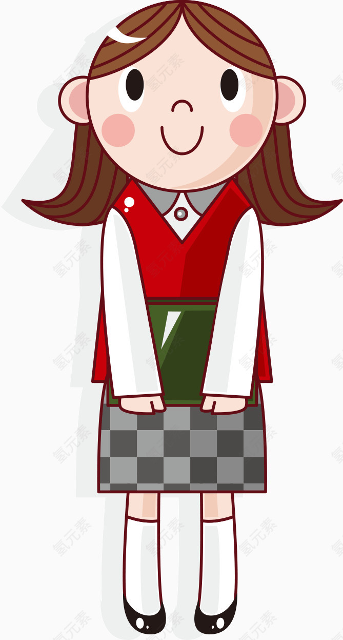 卡通女生学生上学素材