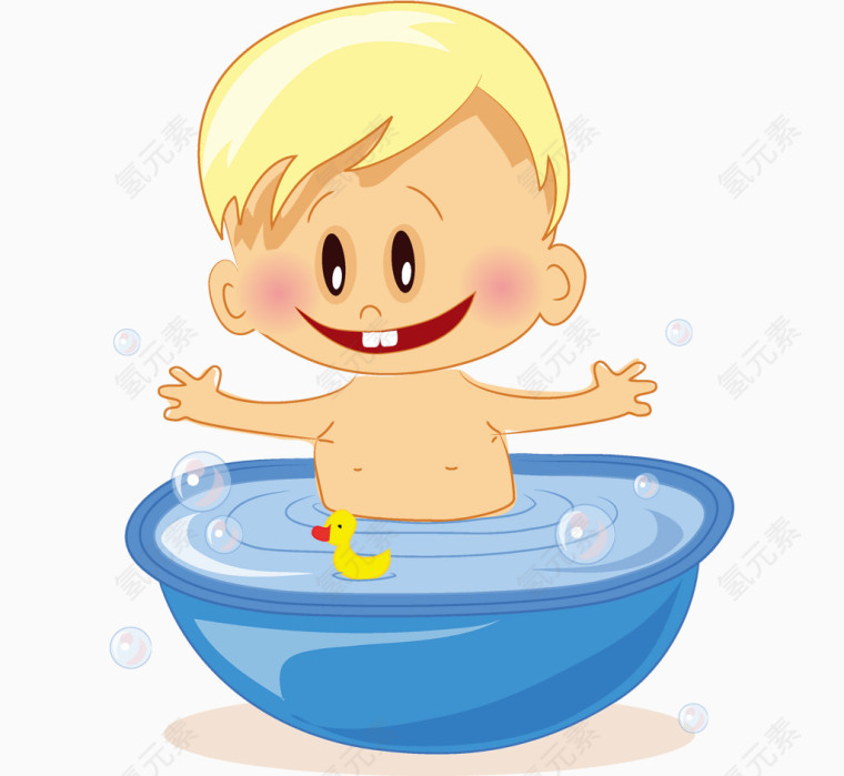 洗澡的男婴