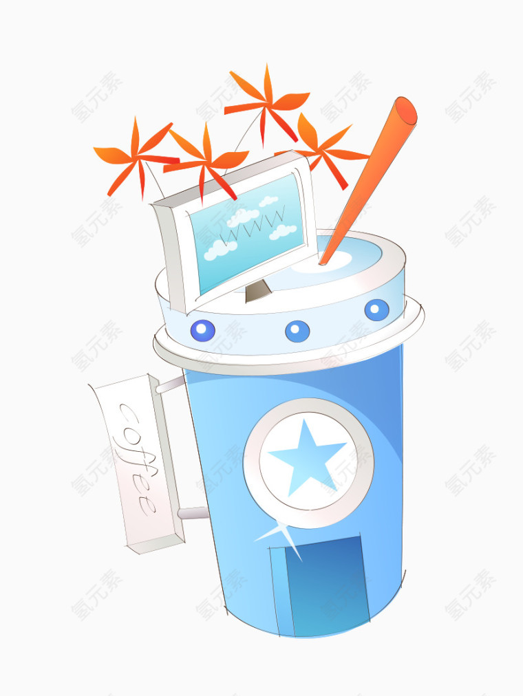 卡通手绘垃圾箱图标