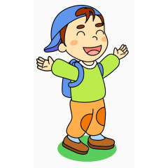 卡通手绘可爱小朋友背书包