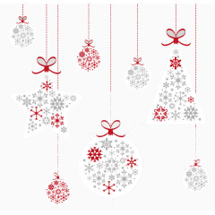 白色纸质圣诞吊球与挂饰矢量素材