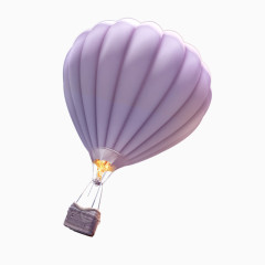 卡通紫色热气球浪漫爱情