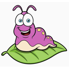 卡通毛毛虫树叶