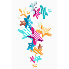 彩色立体装饰漂浮元素五角星