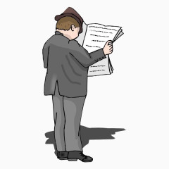 站着看报纸的男人