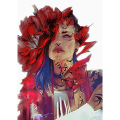 手绘插画美女