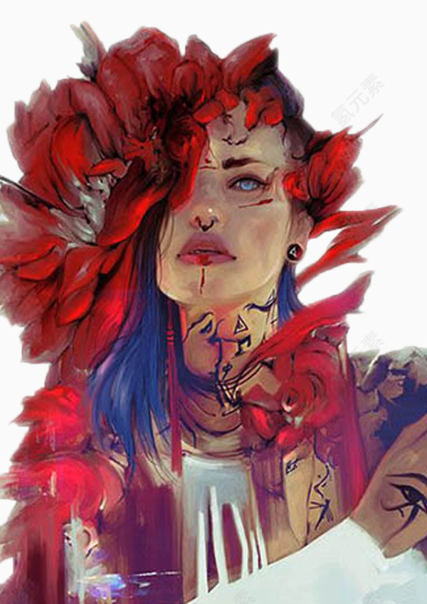 手绘插画美女