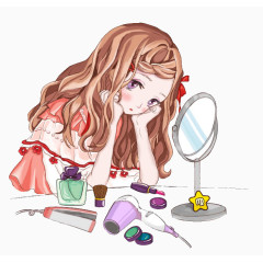 忧愁化妆女孩插画