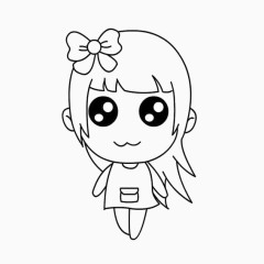 简笔线条画小女孩