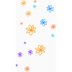 线条花朵蓝色黄色