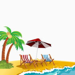 海滩椰子树太阳伞