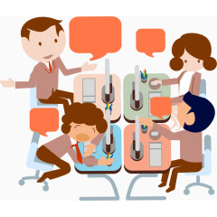 四个正在讨论的职员