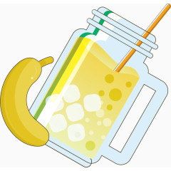 夏日元素一杯香蕉汁卡通手绘