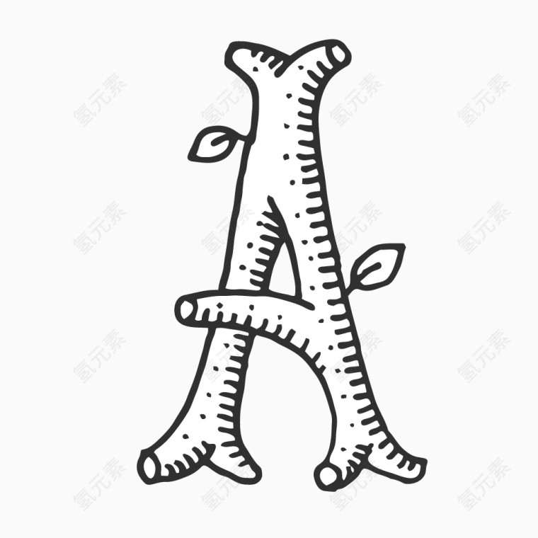 手绘线稿数字字母A