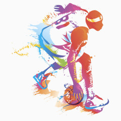 篮球人物彩色剪影