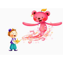 手绘清新阿拉伯神灯插画