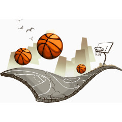 篮球运动手绘