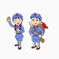 手绘卡通红军人物